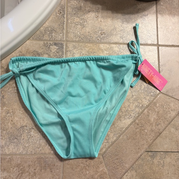 Ninety-Nine Other - Ninety-Nine Co. Aqua Ribbed Tie-Side Bikini Bottom